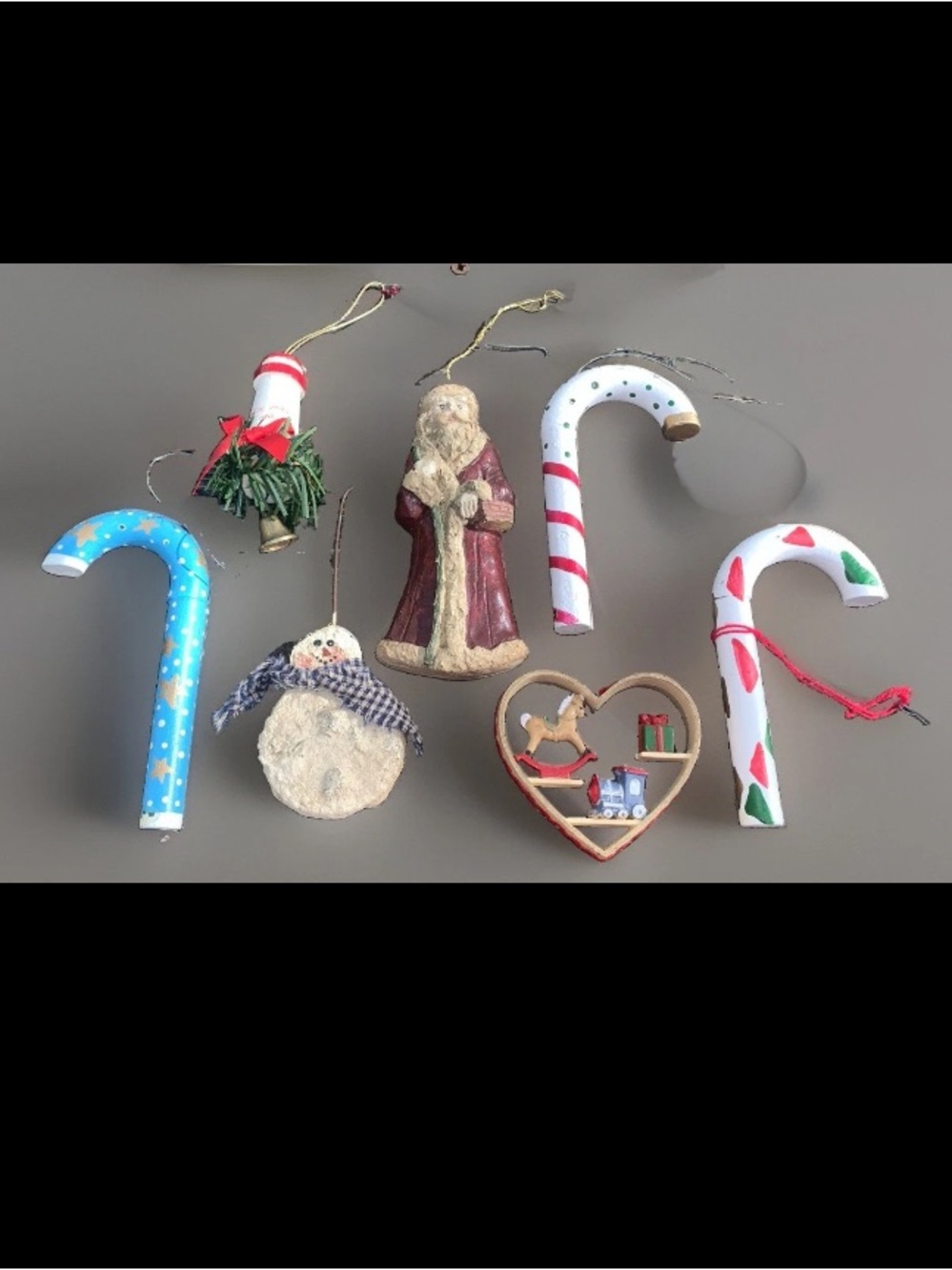 Assorted Vintage Christmas Tree Ornament Lot Of 7 & Pack Of 6 Glitter Canes